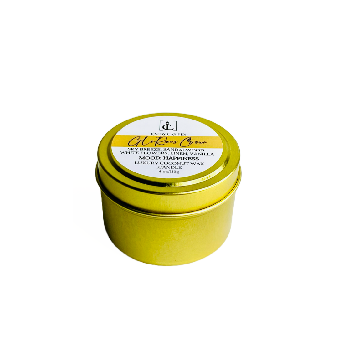 "GLORIOUS CROWN" SMALL LUXURY TRAVEL TIN CANDLE