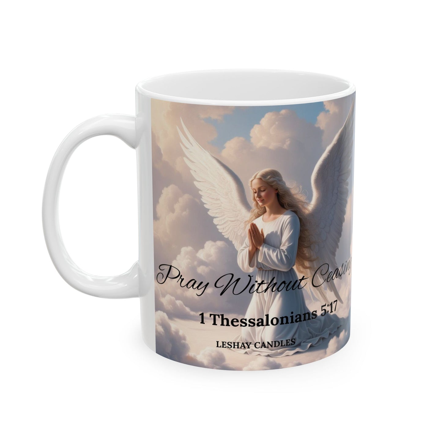 "PRAY WITHOUT CEASING ANGEL MUG"