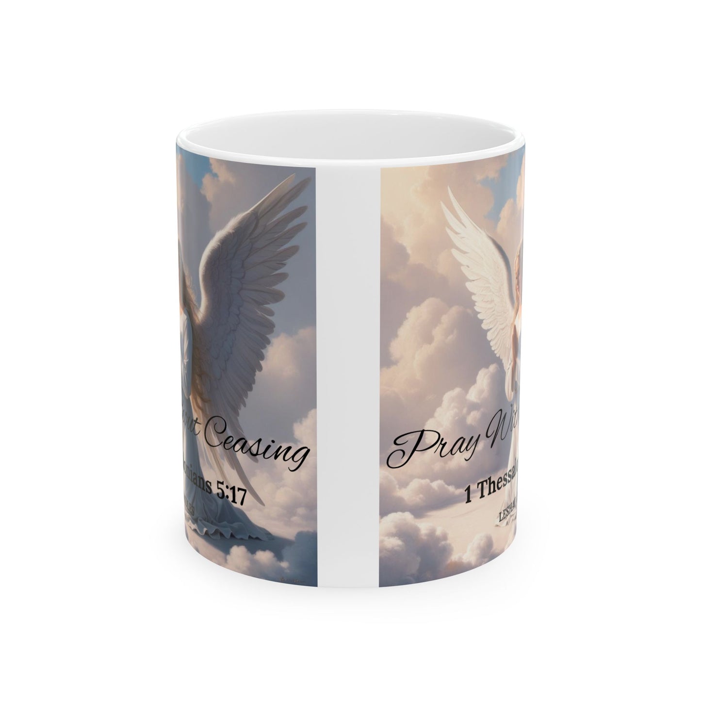 "PRAY WITHOUT CEASING ANGEL MUG"