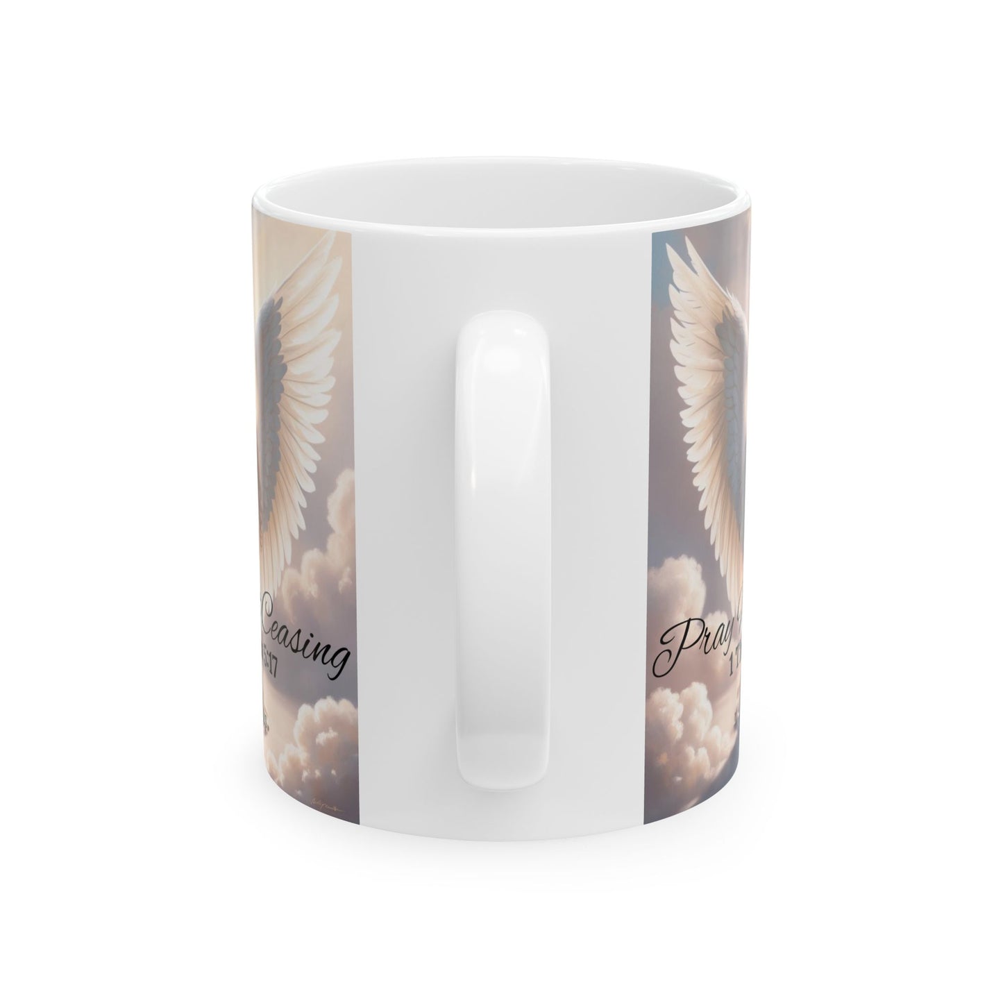 "PRAY WITHOUT CEASING FEMALE ANGEL MUG"