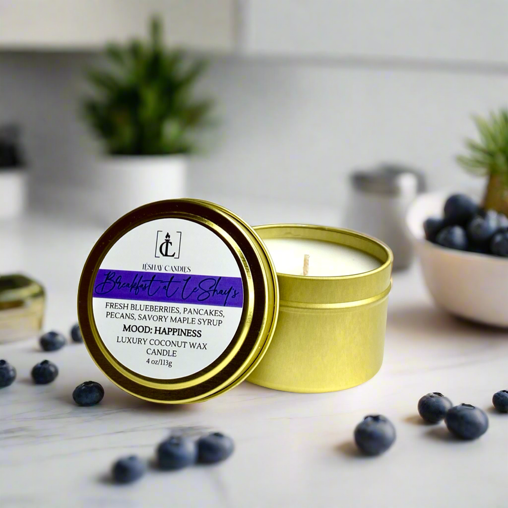 “BREAKFAST AT LÉSHAY’S”SMALL LUXURY TRAVEL TIN CANDLES