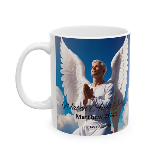 WATCH AND PRAY ANGEL CERAMIC MUG