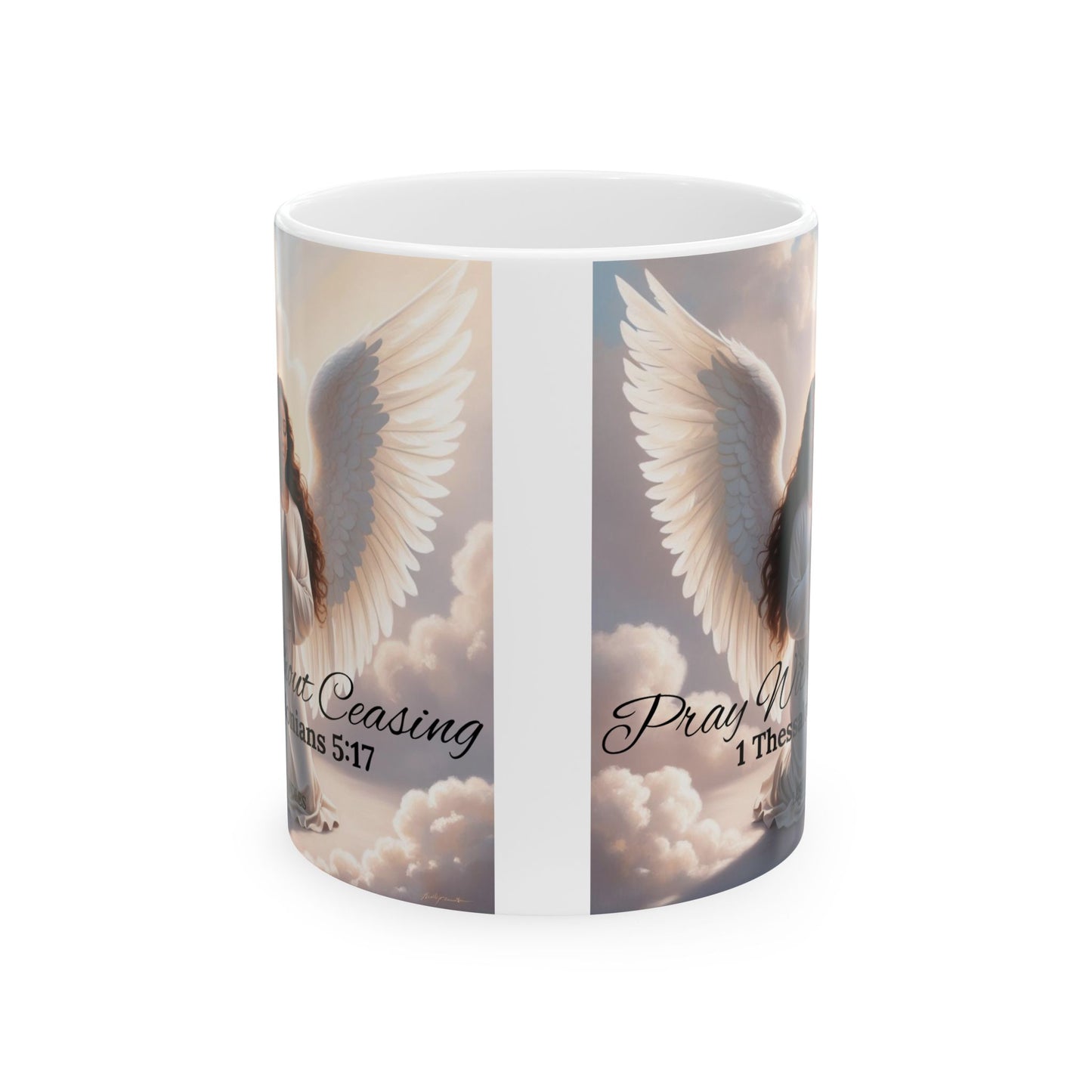 "PRAY WITHOUT CEASING FEMALE ANGEL MUG"