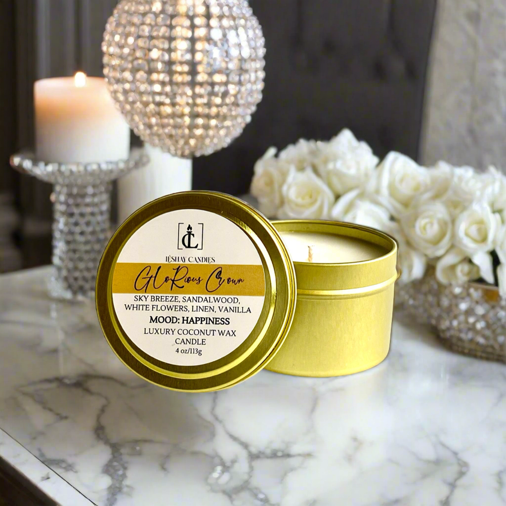 "GLORIOUS CROWN" SMALL LUXURY TRAVEL TIN CANDLE