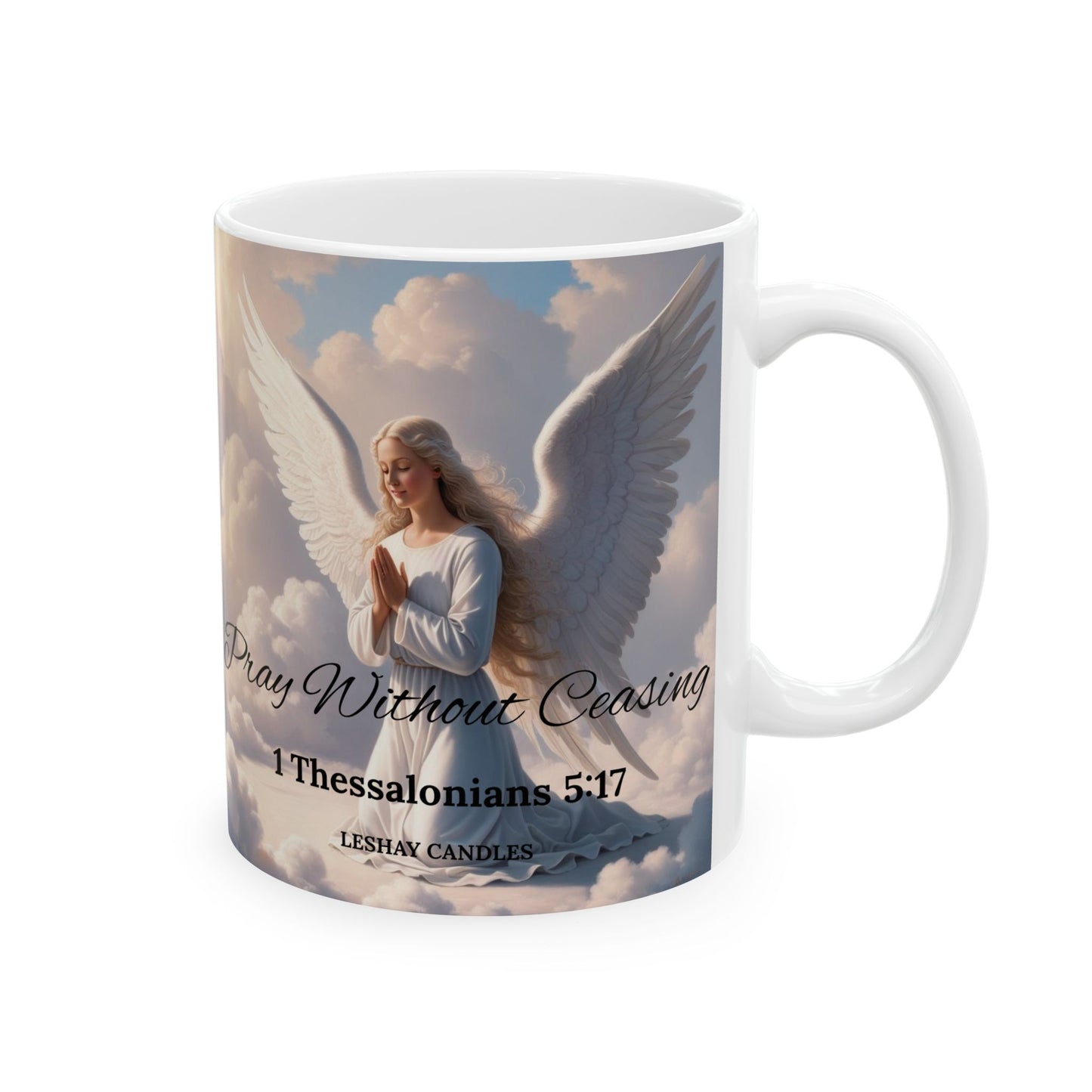 "PRAY WITHOUT CEASING ANGEL MUG"