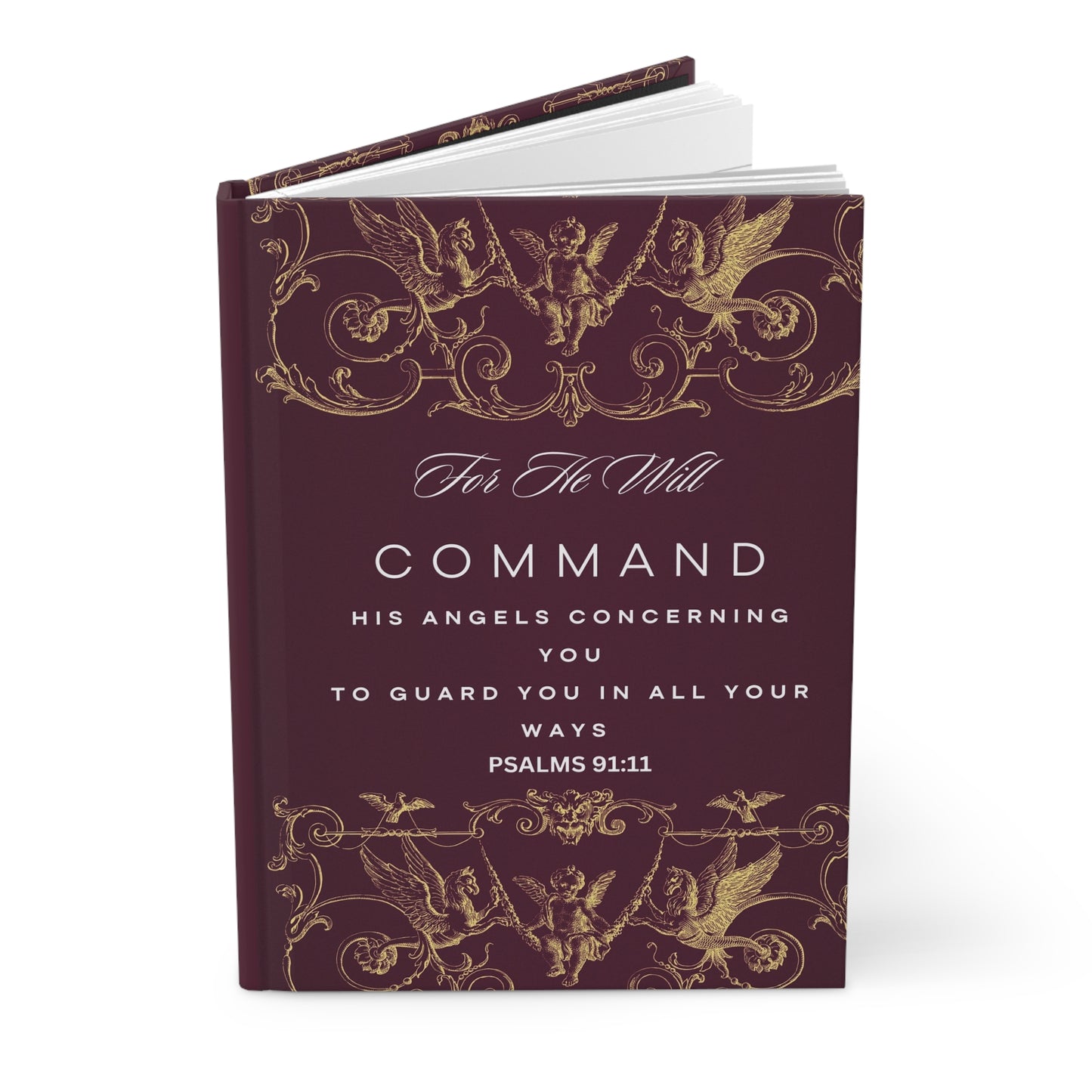 "FOR HE WILL COMMAND HIS ANGELS" HARDCOVER JOURNAL