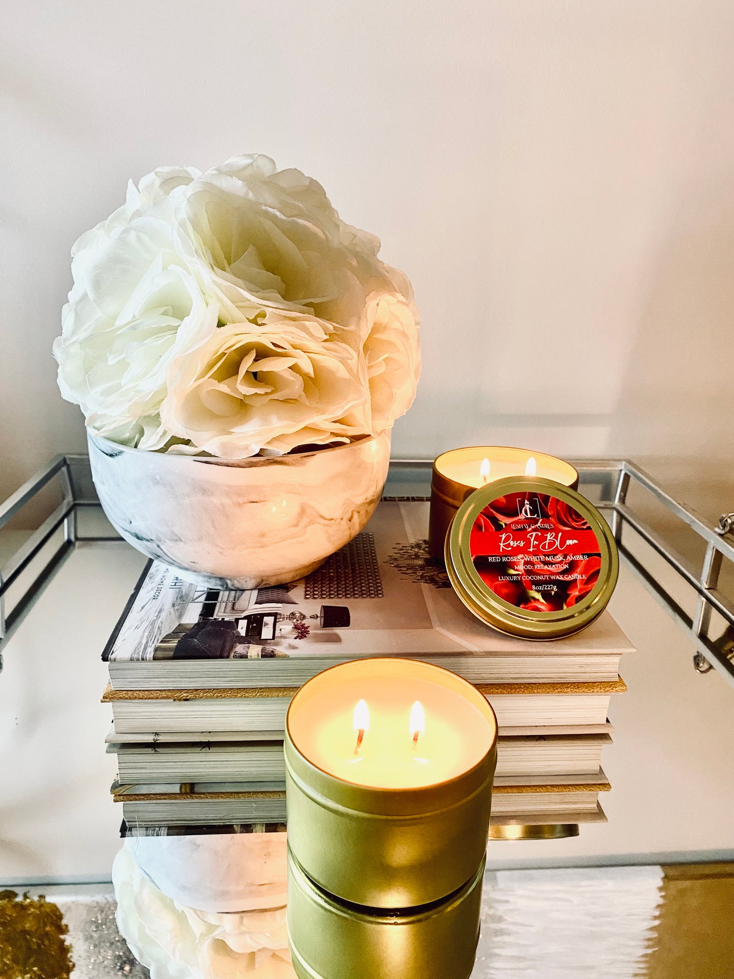 “ROSES IN BLOOM” LUXURY TRAVEL TIN CANDLE