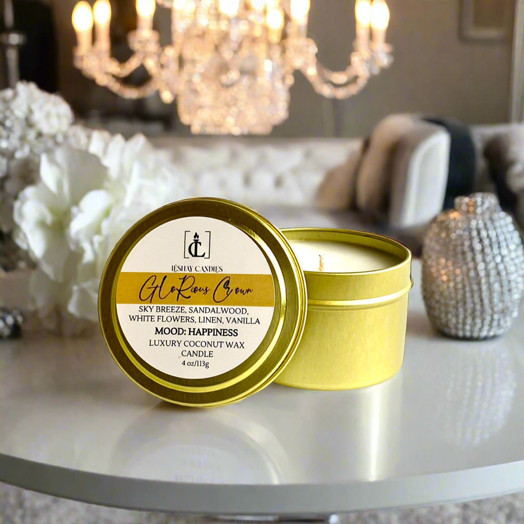 "GLORIOUS CROWN" SMALL LUXURY TRAVEL TIN CANDLE