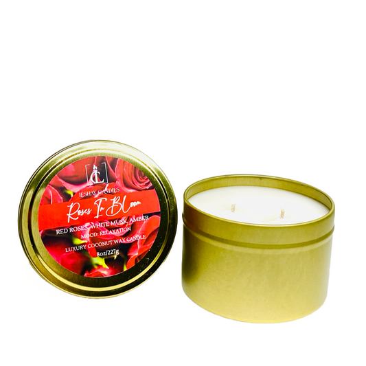 “ROSES IN BLOOM” LUXURY TRAVEL TIN CANDLE