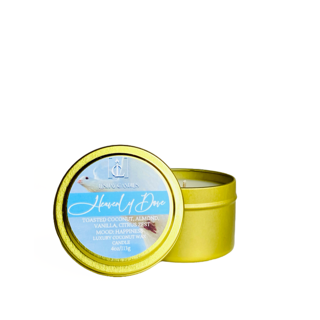 “HEAVENLY DOVE” SMALL LUXURY TRAVEL TIN CANDLE