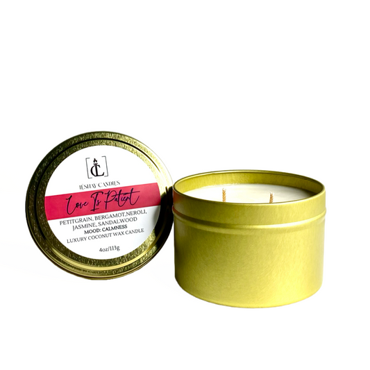 “LOVE IS PATIENT” LUXURY TRAVEL TIN CANDLE