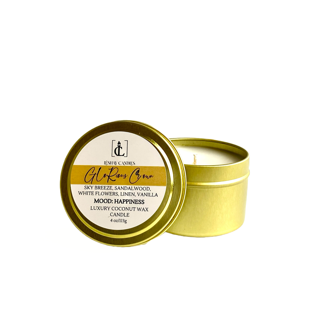 "GLORIOUS CROWN" SMALL LUXURY TRAVEL TIN CANDLE