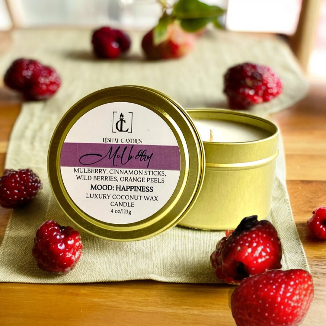 "MULBERRY" SMALL LUXURY TRAVEL TIN CANDLE